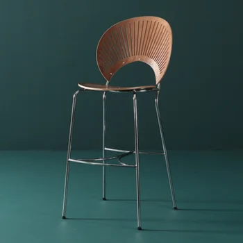 Скандинавские Барные стулья из массива дерева с простой спинкой, Современные Дизайнерские барные стулья, Табурет, Роскошные Железные Художественные Табуретки Cocina, Мебель для дома