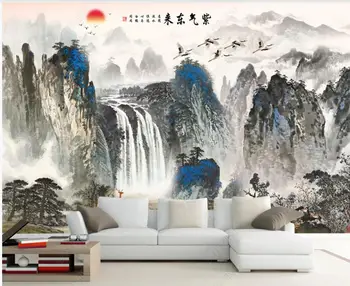 3d настенные фрески обои на заказ настенная роспись в китайском стиле горный водопад пейзаж домашний декор фотообои для стен в рулонах