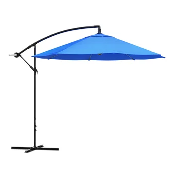 10–футовый зонт для патио - смещенный козырек от солнца с основанием, синий