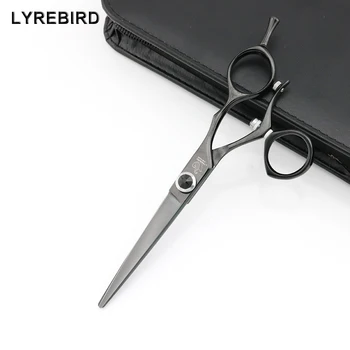 Профессиональные ножницы для стрижки волос 6-дюймовые черные парикмахерские ножницы с возможностью поворота на 180 градусов, Япония, Lyrebird, высококачественный новый