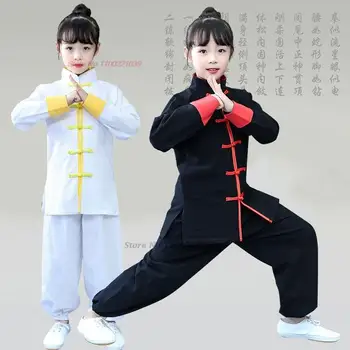 2023 китайская детская форма ушу из хлопка и льна, костюм для боевых искусств кунг-фу, набор для ушу, китайский костюм воина, тренировочный костюм