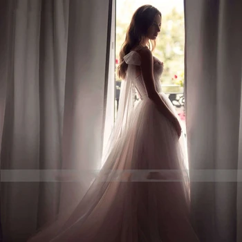 Сексуальные пляжные свадебные платья в стиле Бохо в гражданском стиле Robe De Mariee 2021, Шифоновое свадебное платье трапециевидной формы с аппликацией на рукавах, сшитое по индивидуальному заказу