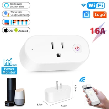 Tuya WiFi Smart Plug Розетка 16A Bluetooth Gateway Функциональная розетка для концентратора, Пульт дистанционного управления, Работа с Alexa Google Home Smart Life