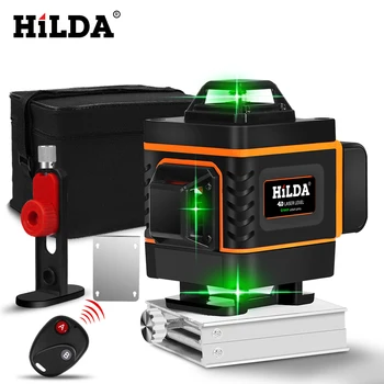 Лазерный уровень HILDA 3D/4D Самонивелирующийся 360 Горизонтальный и вертикальный крест Супер мощный зеленый лазерный Уровень