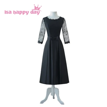 2020 сладкие атласные платья для выпускного вечера длиной 16 см черного чая с кружевными рукавами для подростков, вечернее платье для чаепития 15 лет 2018 H4224