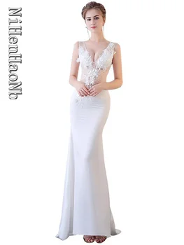 2023 Сексуальные свадебные платья с глубоким V-образным вырезом, платье для выпускного вечера, элегантная длинная аппликация
