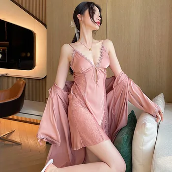 2023 Весенне-летняя тонкая сексуальная кокетливая пижама для отдыха с V-образным вырезом и глубоким вырезом сбоку