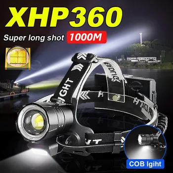 XHP360 Супер Мощный светодиодный Налобный фонарь 18650 Перезаряжаемая Фара Высокой Мощности Головной Фонарик XHP90 Zoom Кемпинговые Налобные Фонари