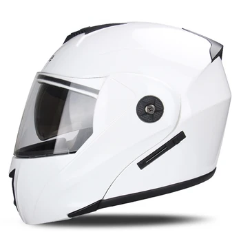 Защитный Мотоциклетный шлем с откидной крышкой и двойными линзами, шлем Унисекс с козырьком, шлем с поперечным сечением, Модульный Флип-шлем