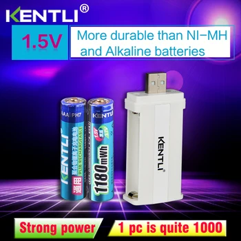 KENTLI 2шт без эффекта памяти 1,5 В 1180 МВтч AAA литиевые литий-ионные аккумуляторы батарея + 2 канала литиевого зарядного устройства