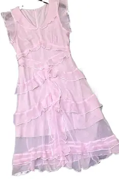 2023 Женская одежда, Новое летнее платье с кружевами в виде листьев лотоса 0816