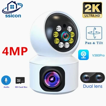 2K 4MP V380 Pro Двухобъективная МИНИ-камера 5G WIFI Умный Дом Цветное Ночное Видение Беспроводная Камера Наблюдения В помещении