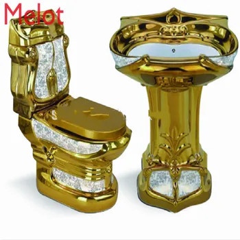 Можно установить керамический золотой унитаз для ванной комнаты с золотым набором унитазов на расстоянии от 180 до 400 ям