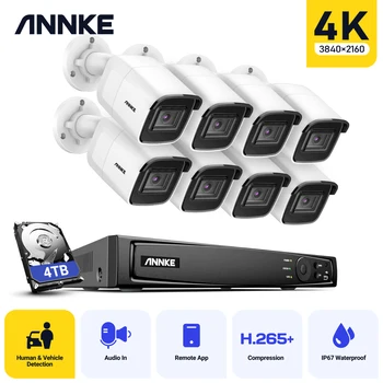 ANNKE 8CH 4K Ultra HD POE Сетевая Система видеонаблюдения 8MP H.265 + NVR С 8шт 8MP 30m EXIR Наружной IP-камерой Ночного Видения