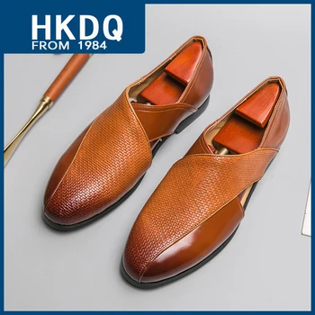 HKDQ, летние мужские модельные туфли из полой кожи, модные мужские сандалии Sofe, удобная дышащая противоскользящая обувь без застежки, мужская обувь