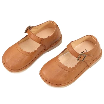 детская обувь; кожаная детская обувь для девочек; детская обувь на плоской подошве с широким носком и мягкой подошвой; легкие кроссовки; размер 21-30