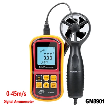 BENETECH GM8901 Прибор Для измерения скорости, Анемометр, ЖК-дисплей, Цифровой Анемометр, Измеритель скорости ветра, 0-45 м/с, Датчик Анемометра