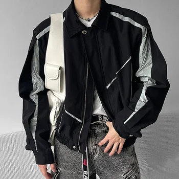 Уличная мужская контрастная куртка High Street Y2k, модный тренд, функциональные Штурмовые куртки, Нейтральный Оригинальный дизайн, пальто на молнии