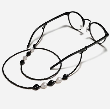 Богемия, черный, белый цвет, цепочка с геометрическими бусинами, шнуры, цепочка для очков для чтения, Модные женские солнцезащитные очки, аксессуары, ремешки для фиксации