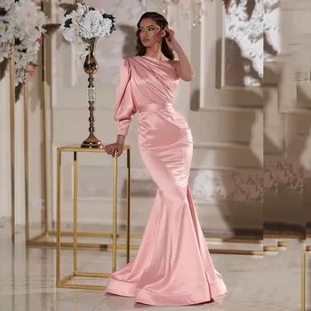 Румяно-Розовые Вечерние платья Русалки 2023 На одно плечо, Арабское Женское вечернее платье в Дубае, Элегантные Вечерние платья Vestidos De Fiesta