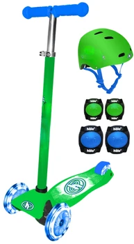 Комбинированный самокат с 3 колесами выше - Зелено-синий Самокат для взрослых, Профессиональный самокат для малышей, Самокат для детей